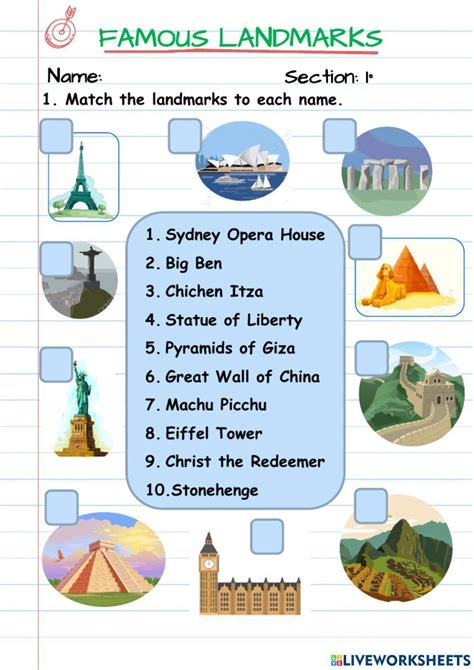 Printable Esl World Landmarks Worksheets Esl Vault Worksheets Library