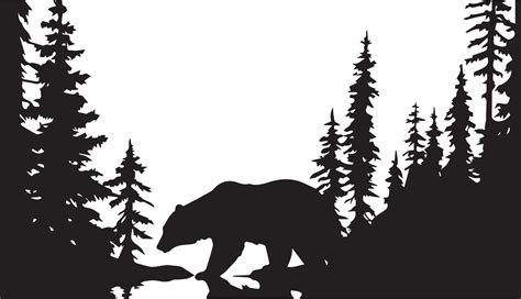 Bear On the forest vector silhouette illustration black color 34826955 ...