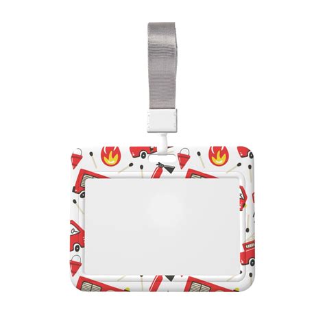Zufioo Fire Truck Print Work Badge Protective Case, Waterproof Lanyard