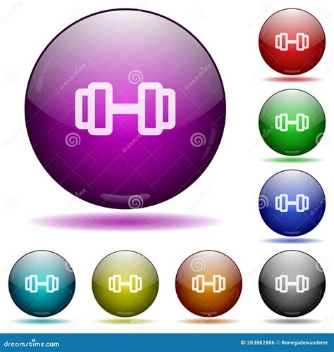 Barbell Icon In Glass Sphere Buttons Stock Vector Illustration Of