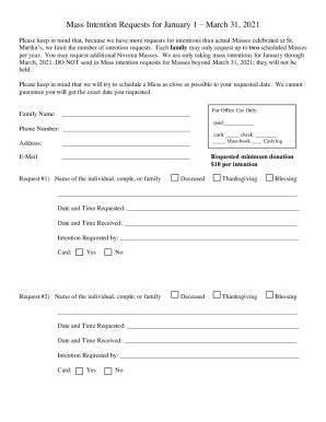 Fillable Online Request For Priests Intentions At St Fax Email Print