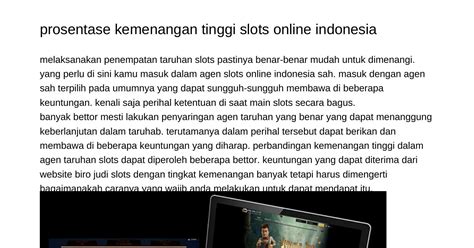 Perbandingan Kemenangan Tinggi Slots Online Indonesiaykxmj Pdf Pdf