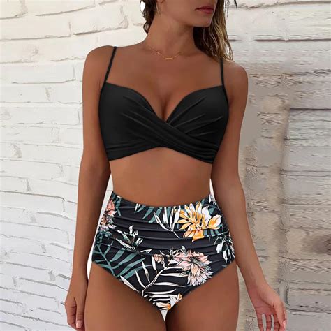 Solidne Bikini Push Up Z Wysokim Stanem Str J K Pielowy Dla Kobiet Cz