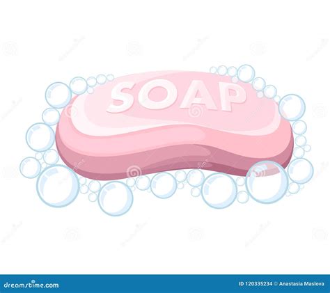 Pink Soap Bar Soap Bubbles Colorful Bath Icon Stock Illustration