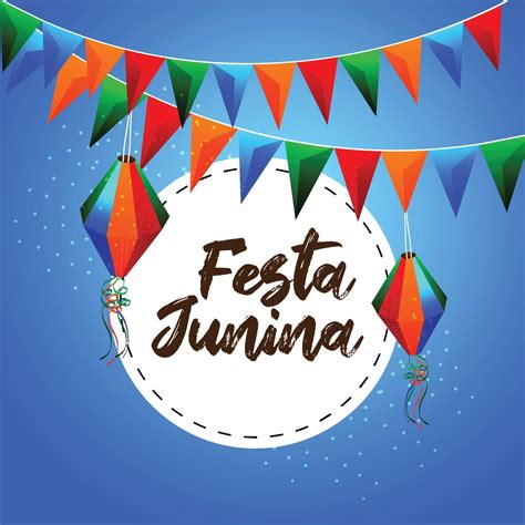 Festa Junina Illustration With Colorful Party Flag And Paper Lantern On