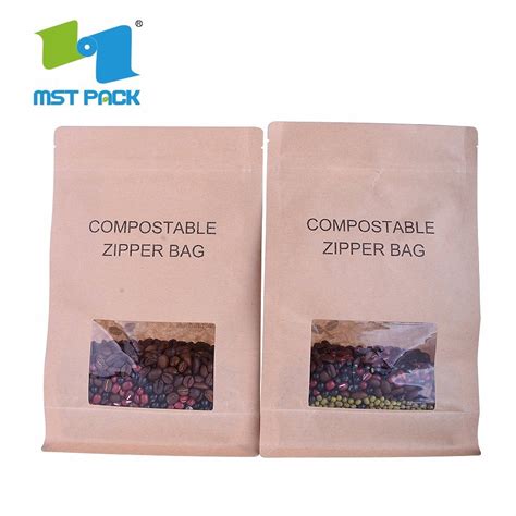 Custom Printed Stand Up Pouch Zip Lock Biodegradable Kraft Paper Bag