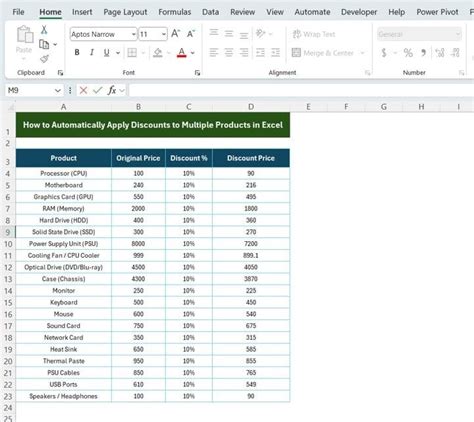 How To Automatically Apply Discounts To Multiple Products In Excel With