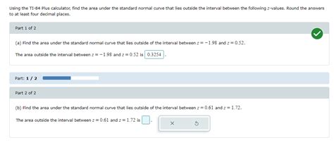 Solved Using The Ti Plus Calculator Find The Area Under Chegg