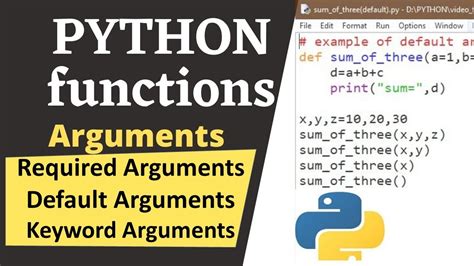 Required Argument Default Argument And Keyword Argument Python Programming Youtube