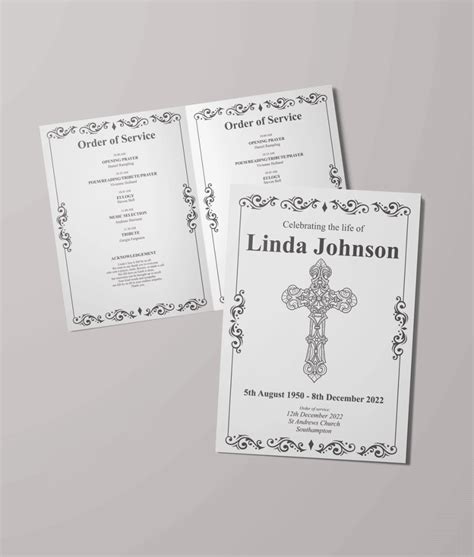 Traditional Cross Design 12 Page Funeral Order Of Service ABC Prints