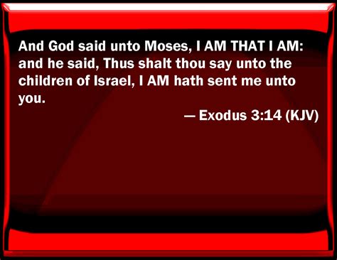 Exodus 3:14 And God said to Moses, I AM THAT I AM: and he said, Thus ...