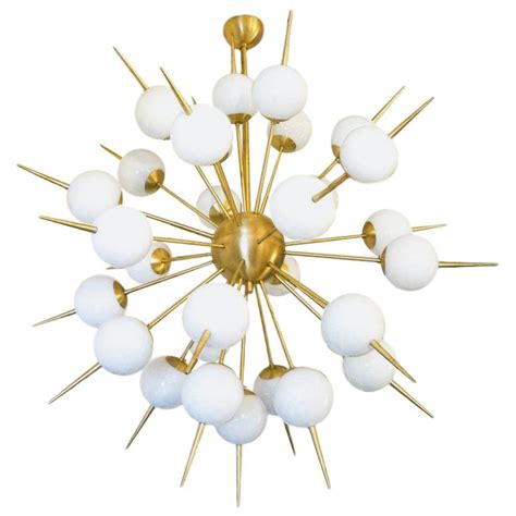 Mid Century Modern White Murano Glass Sputnik Chandelier By Alberto