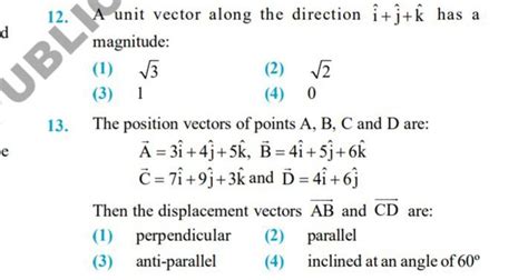 A Unit Vector Along The Direction I J K Has A Magnitude Filo