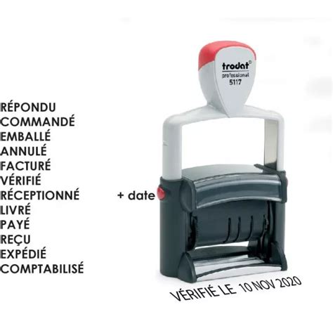 TAMPON DATEUR MULTIFORMULE 12 formules 48 x 4 mm ref trodat 5117 métal