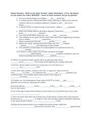 Naked Science Birth Of The Solar System Video Worksheet Naked Science