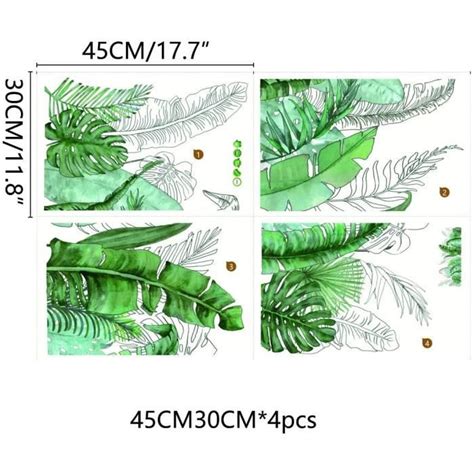 Stickers Muraux Feuilles De Bananier Vertes Plantes Tropicales Peler