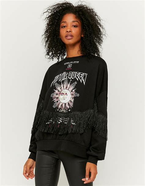 Sweat Oversize Imprim Noir Tally Weijl France