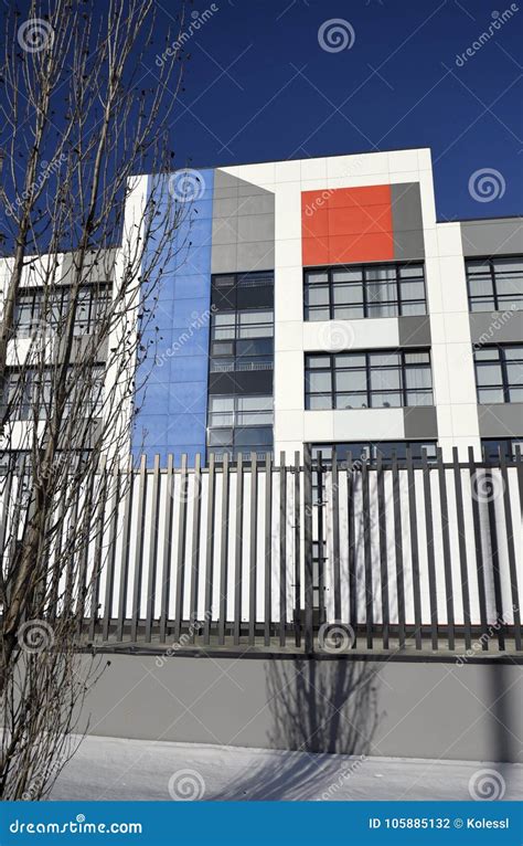 Colorful Facade of a Modern School Building Editorial Photography ...