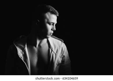 Man Posing On Black Background Stock Photo Shutterstock