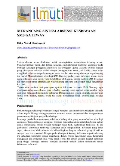 Merancang Sistem Absensi Kesiswaan Sms Gateway