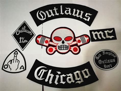 Outlaws Chicago Patches Embroidered Iron On Biker Patches For The