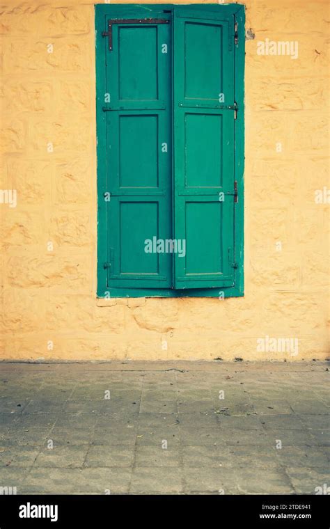 Old Fashioned Green Shutters Stock Photo Alamy