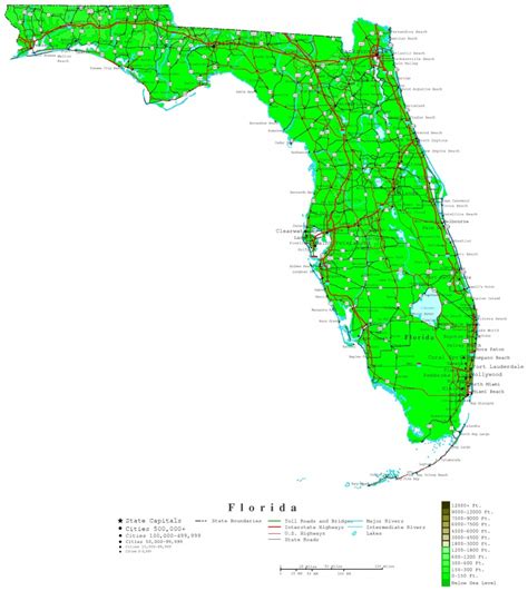 Florida Elevation Map By County Free Printable Maps