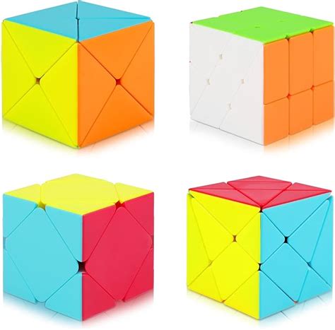 Coolzon Zauberwürfel Set 4 Stück Speed Cube Set Aufkleberlos