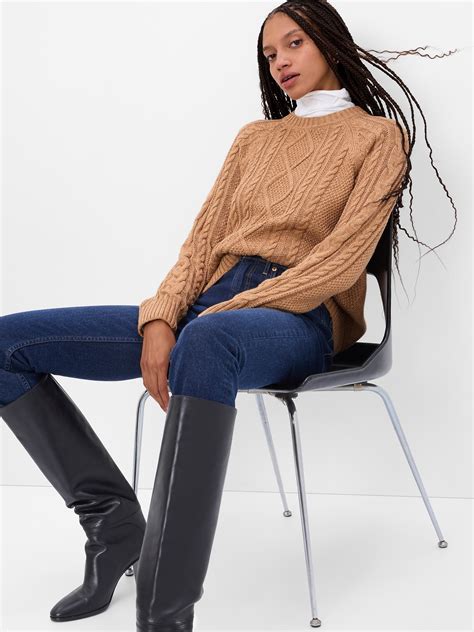 Cable Knit Crewneck Sweater Gap