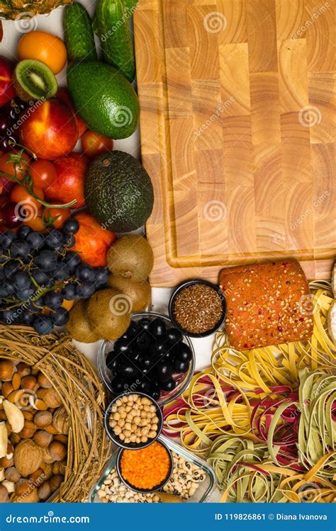 Mediterranean Food Background Assortment Of Fresh Fruits And