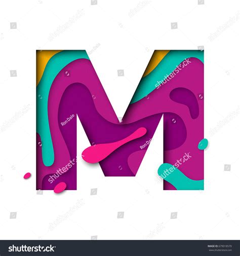 Paper Cut Letter M Realistic 3d Stock Vector (Royalty Free) 679018570 ...