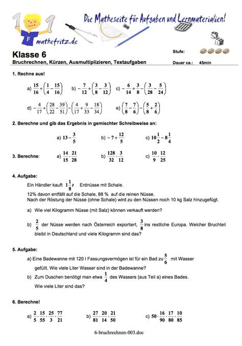 Mathe 5 Klasse Bruchrechnung Aufgaben Bruchteile Von Grossen Ii