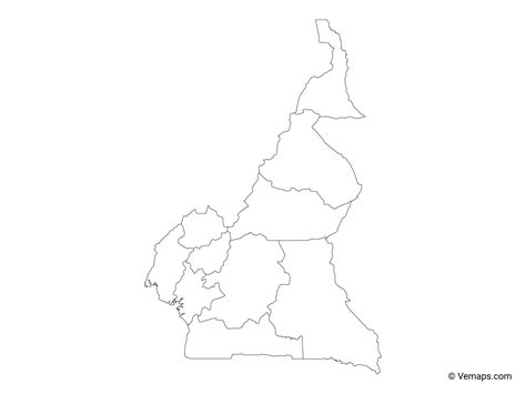 Outline Map Of Cameroon With Regions Free Vector Maps