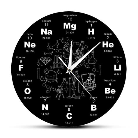 Periodic Table Of Elements Wall Art Chemical Symbols Wall Clock Deco26