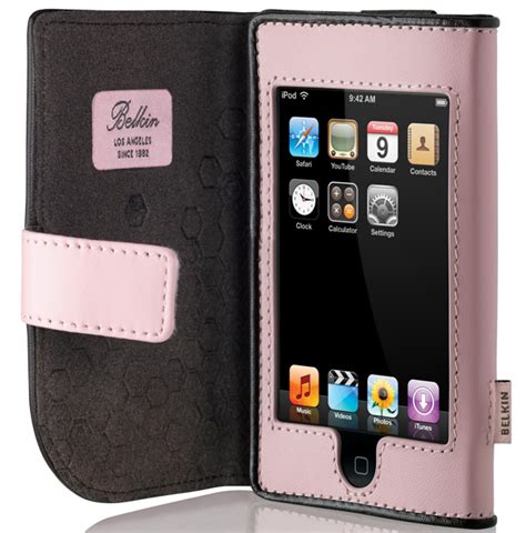 Belkin Leather Folio Case For Ipod Touch 1g Cameo Pink Chocolate Mp3 Players