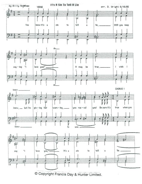 Its A Sin To Tell A Lie Arr David Wright By Billy Mayhew Sheet Music For Ssaa Choir At Sheet