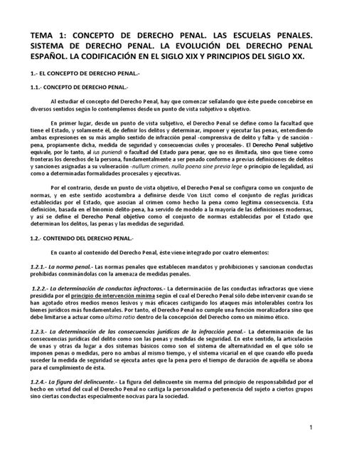 Tema 1 Penal Pdf Derecho Penal Castigos