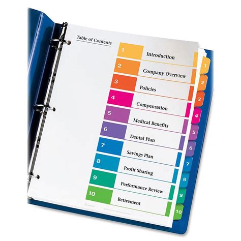 Avery Ready Index Table Of Contents Reference Divider Ld Products