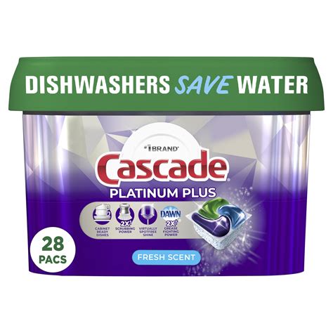 Cascade Platinum Plus Dishwasher Detergent Pacs Fresh Count