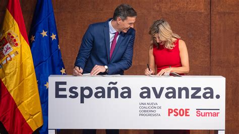 Psoe Y Sumar Firman Un Acuerdo Para Reeditar El Gobierno Progresista En