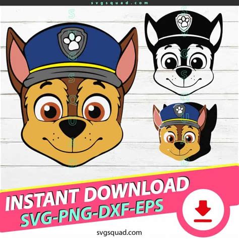 Chase Paw Patrol SVG PNG EPS DXF Cutting Files Cricut Silhouette