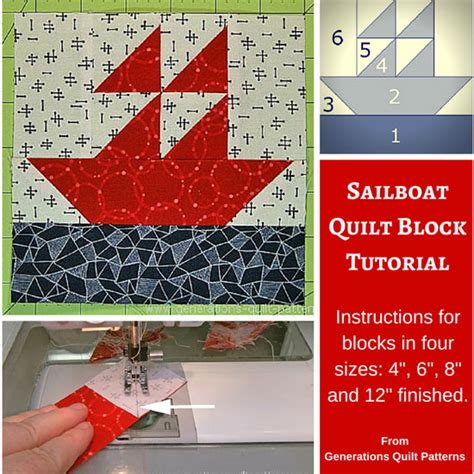 Sailboat Quilt Block Pattern 4 6 8 And 12 Sizes