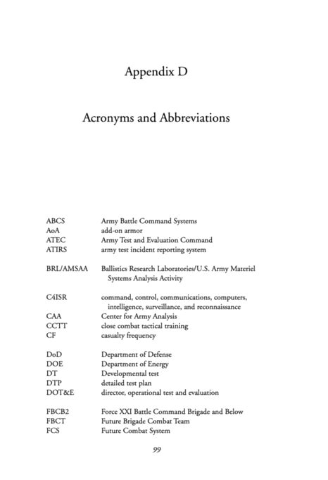 Appendix D Acronyms And Abbreviations Improved Operational Testing