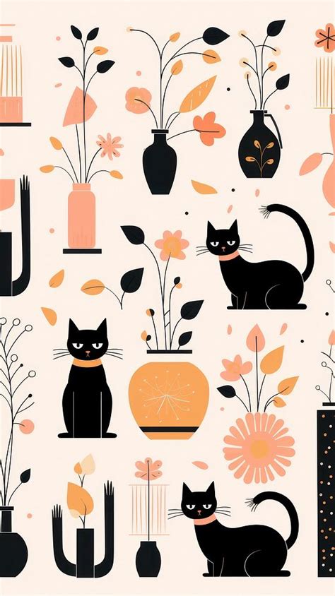 Cat halloween backgrounds pattern animal. | Premium Photo Illustration ...