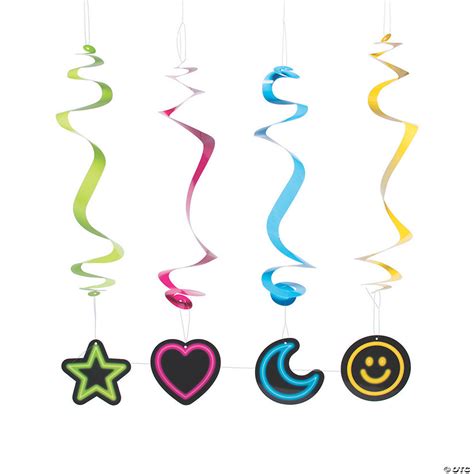 Neon Glow Party Hanging Swirl Decorations 12 Pc Oriental Trading