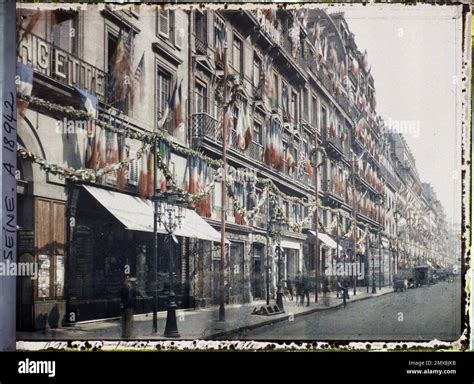 Paris St Arr France Rue De La Paix Decorated For The Victory