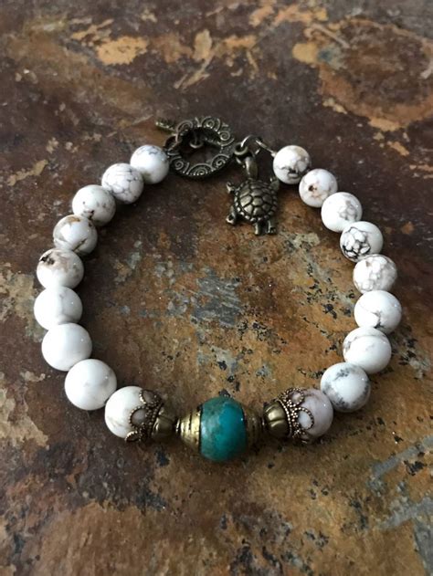 White Boho Bracelet White Howlite Bracelet Howlite Gemstone Etsy