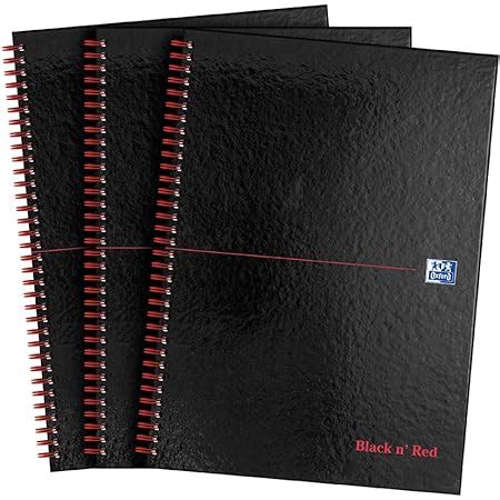 Black n Red Oxford Cahier à spirales avec couverture rigide brillante