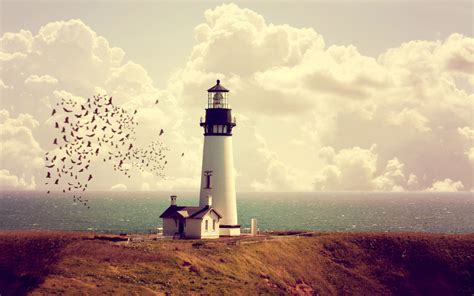 Lighthouse Tower Sea Horizon Hd Nature 4k Wallpapers Images