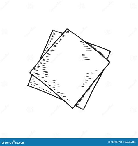 Napkin Dining Room Paper Sketch. Isolated Drawing Stock Vector ...